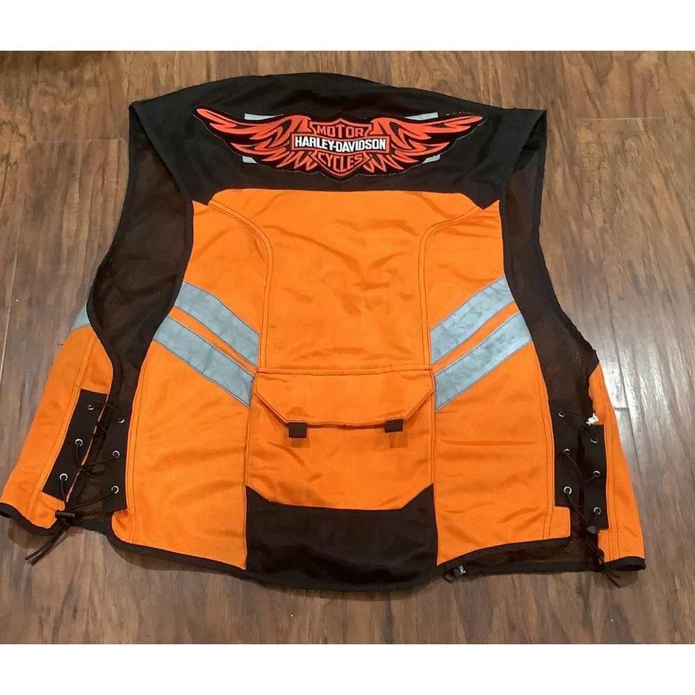 Icon Motorsports Vest Orange Reflective Mil-Spec Mesh Mens Super Size Zip Up